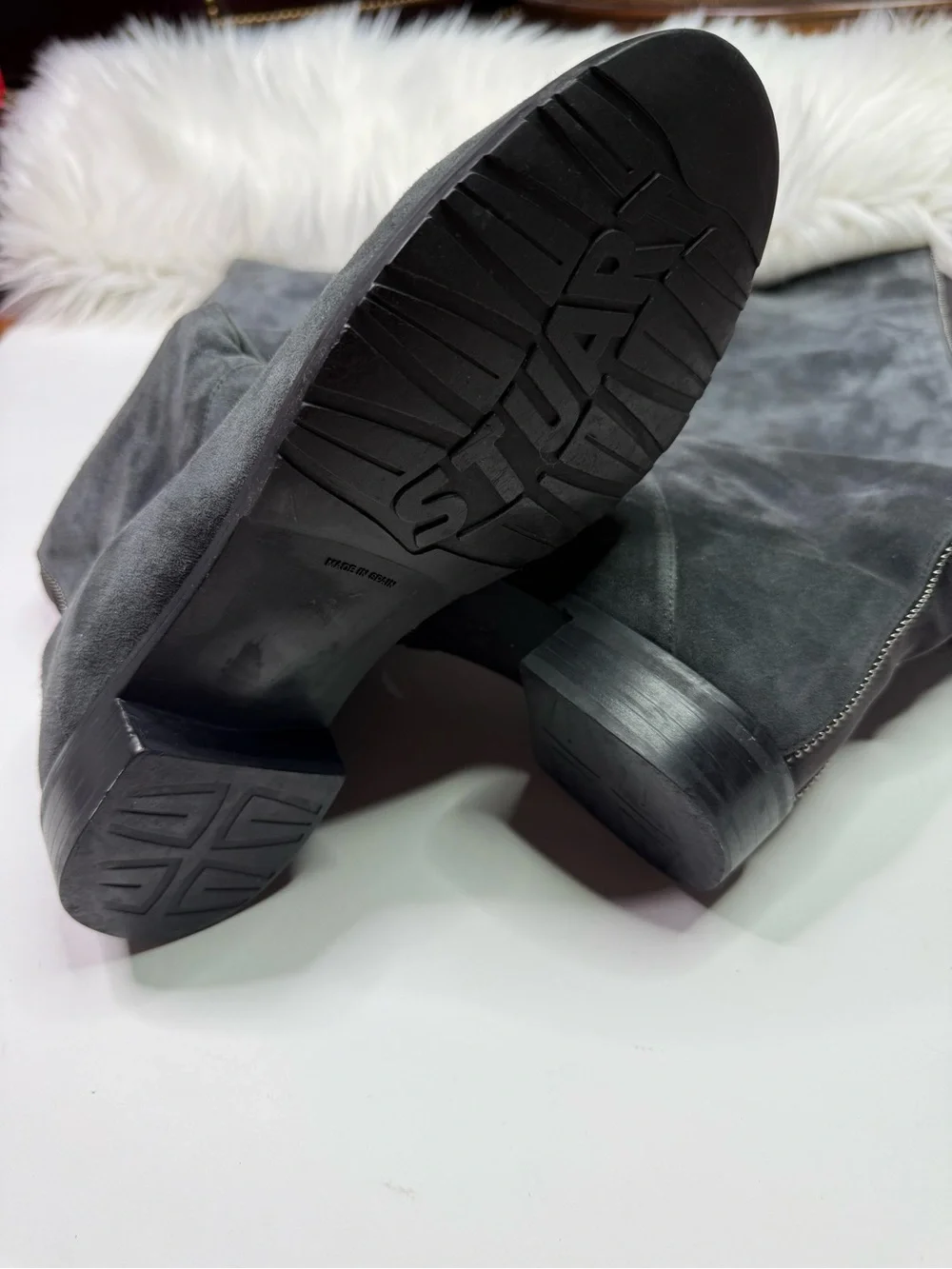 Stuart Weitzman Women Over-the-Knee Suede Boots Gray Shoes Size 8.5